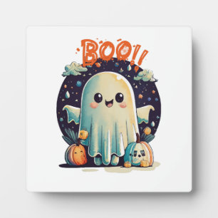Plaque Photo Fantôme drôle d'Halloween Boo dans la Galaxie