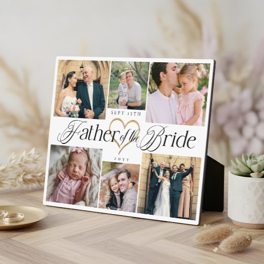Plaque Photo Father of the Bride Heart Then Now Photo Collage