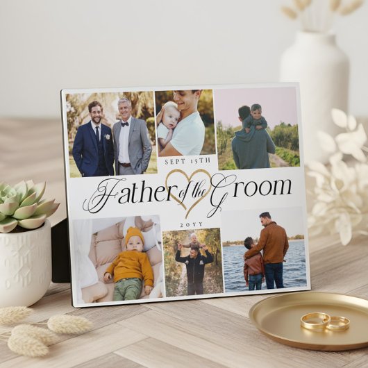 Plaque Photo Father of the Groom Heart Then Now Photo Collage