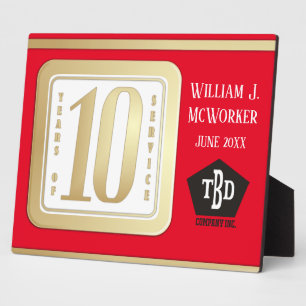 Plaque Photo FAUX GOLD 10 ans de service aux employés