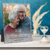 Plaque Photo Faux Parties scintillant d'argent 50e anniversaire (Côté)