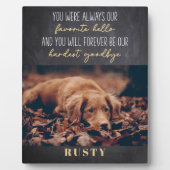 Plaque Photo Favorite Hello Hardest Goodbye Pet Memorial 8x10" (Devant)