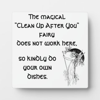Plaque Photo Fée magique "Nettoyer après vous"