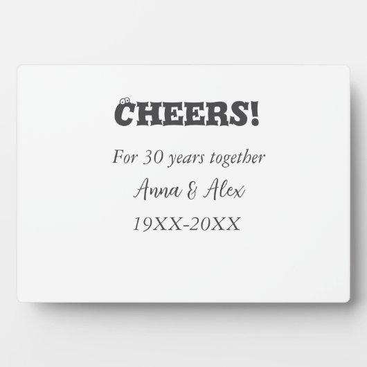 Plaque Photo Félicitations à 30 ans ensemble anniversaire ajout (Devant)