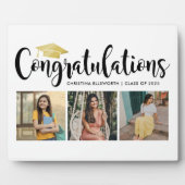 Plaque Photo Félicitations Gold 3 Photo 2025 Graduation (Devant)