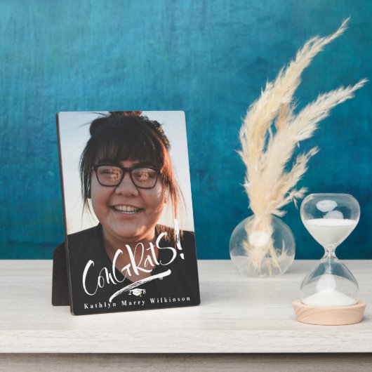 Plaque Photo Félicitations Grad Moderne Script Grad Graduation (Côté)