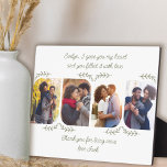 Plaque Photo Femme 4 Vertical Photo Loss Words Delicate Leaf<br><div class="desc">Cadeau de plaque photo féminine pour femme pour anniversaire mariage, anniversaire, etc - ou très facile à personnaliser pour toute personne spéciale ou membre de la famille. Le modèle photo affiche 3 de vos photos préférées au format vertical avec des angles arrondis. Écrit avec un texte d'amour dans un texte...</div>