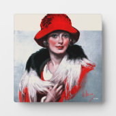 Plaque Photo Femme en Casquette rouge (Devant)