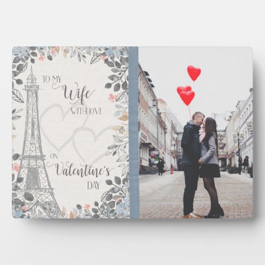 Plaque Photo Femme romantique Saint Valentin Tour Eiffel photo (Devant)