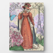 Plaque Photo Femme victorienne à la mode rouge colorée (Devant)
