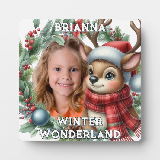 Plaque Photo Festive "Winter Wonderland" Photo Reindeer (Devant)