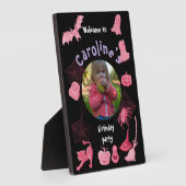 Plaque Photo Fête d'anniversaire d'Halloween noir et rose (Côté)