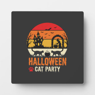 Plaque Photo Fête de chat d'Halloween Sorcière Chaudron Silhoue