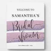 Plaque Photo Fête des mariées céleste Pastel Mauve Bienvenue (Devant)