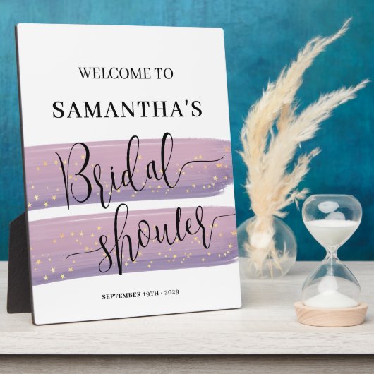 Plaque Photo Fête des mariées céleste Pastel Mauve Bienvenue (Côté)