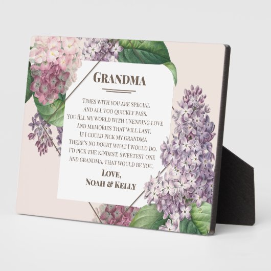 Plaque Photo Fête des Mères Fleurs cadeaux Grand-mère de petits (Côté)