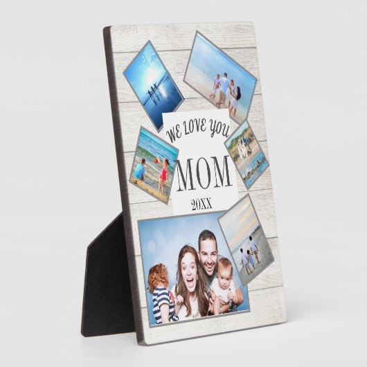 Plaque Photo Fête des mères Photo de famille dispersée Bois rus (Côté)