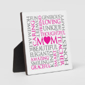 Plaque Photo Fête des mères Word Art (Recto)