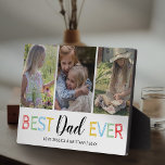 Plaque Photo Fête des pères 3 Photo | Meilleur papa<br><div class="desc">Plaque photo de fête des pères personnalisée,  ajoutez 3 de vos propres photos de famille,  un design typographique coloré "meilleur père jamais",  et les noms des enfants.</div>