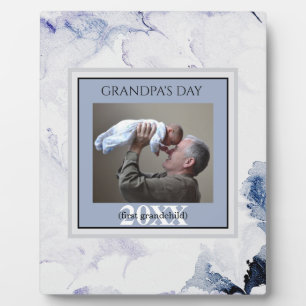 Plaque Photo Fête des pères Grand-père's Day Blue First Photo F