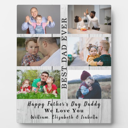 Plaque Photo Fête des pères Meilleur papa Ever 6 Photo Collage (Devant)