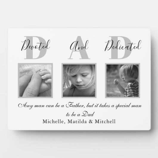 Plaque Photo Fête des pères photo collage (Devant)