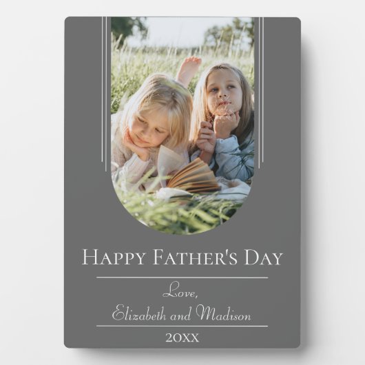 Plaque Photo Fête des pères photo de cadre d'arc moderne | Gris (Devant)