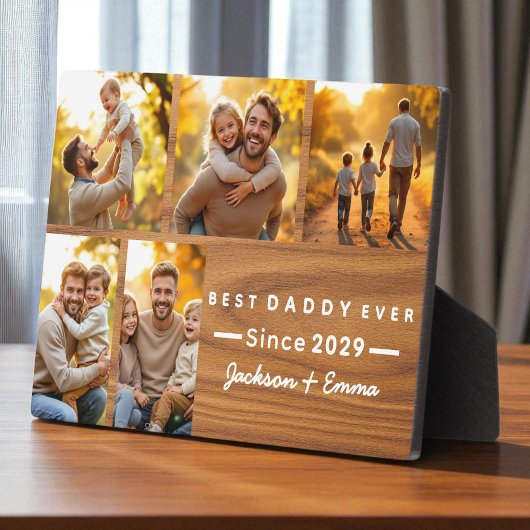 Plaque Photo Fête des pères Wood 5 Photo Collage Meilleur Papa