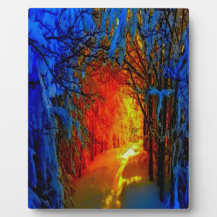 Plaque Photo Feu et Glace Beaux Artistiques Bleu, Orange, Rouge