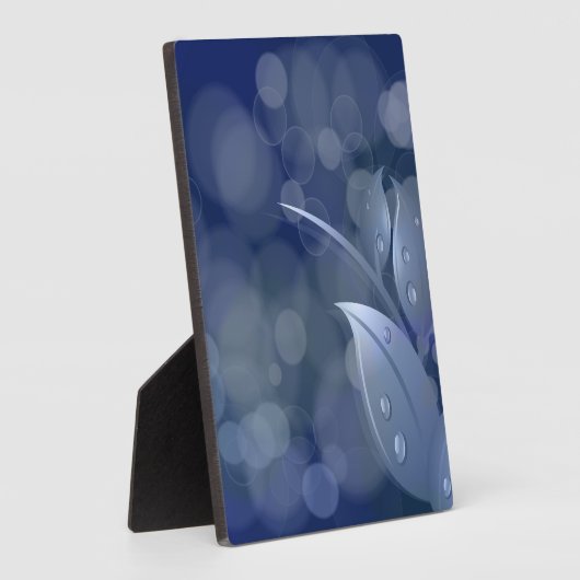 Plaque Photo Feuille de Blue Bokeh (Côté)