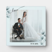 Plaque photo Feuille en bleu poussiéreux avec Ease (Devant)