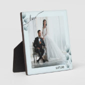 Plaque photo Feuille en bleu poussiéreux avec Ease (Recto)