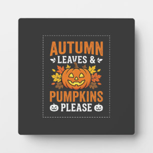 Plaque Photo Feuilles d'automne Citrouille Halloween Design
