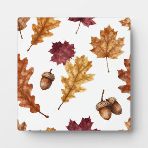 Plaque Photo Feuilles de chêne d'automne Motif aquarelle