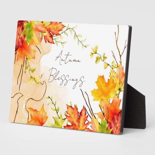 Plaque Photo Feuilles d'érable d'automne avec texte personnalis (Côté)