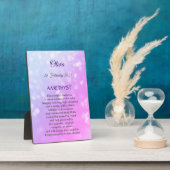 Plaque Photo Février Birthstone Amethyst conception (Côté)