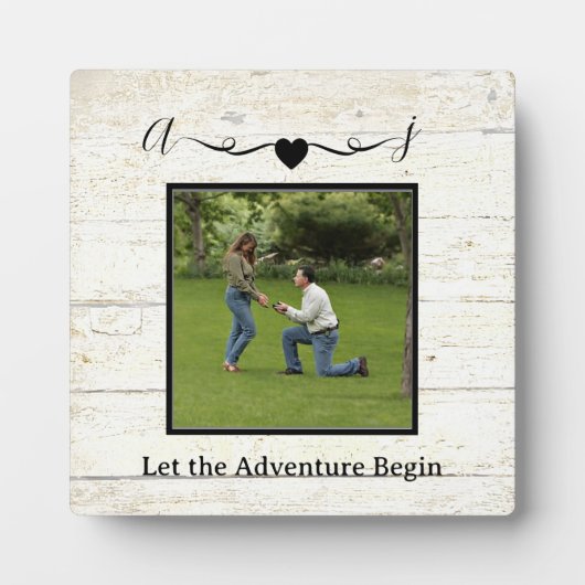 Plaque Photo Fiançailles photo mémoire personnalisée rustique (Devant)