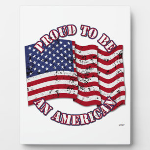 Plaque Photo Fier d'être un Américain avec les Etats-Unis Drape