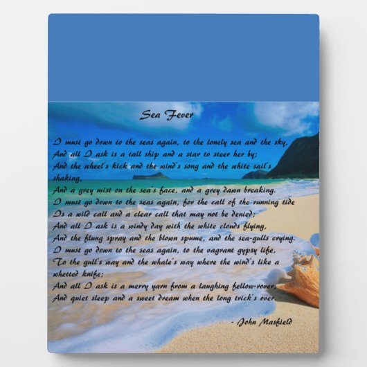 Plaque Photo Fièvre de la mer par : John Masefield (Devant)