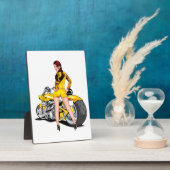 Plaque Photo Fille avec moto (Côté)