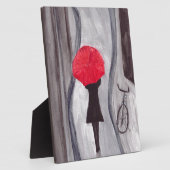 Plaque Photo Fille avec peinture à parapluie rouge (Côté)