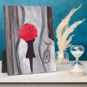 Plaque Photo Fille avec peinture à parapluie rouge (Côté)