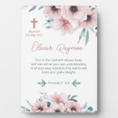 Plaque Photo Fille Baptême Jolie Fleurs Roses (Devant)