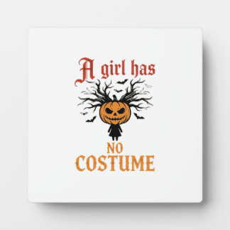 Plaque Photo Fille d'Halloween n'a pas de costume Citrouille