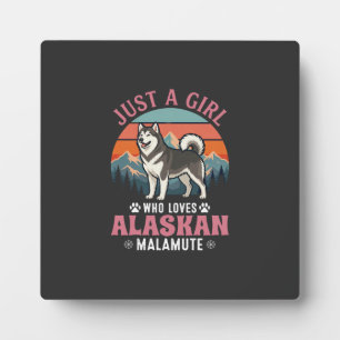 Plaque Photo Fille Juste Malamute d'Alaska Chien Rétro Montagne