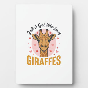 Plaque Photo Fille qui aime les girafes Dessin de gravure vinta
