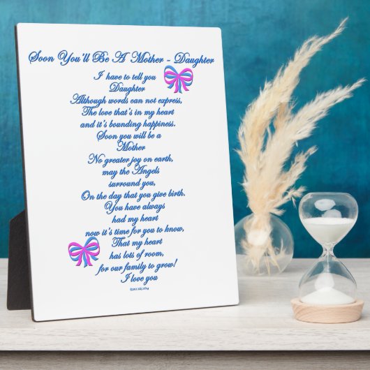 Plaque Photo Fille s'attendant au 1er bébé (Côté)