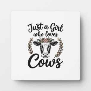 Plaque Photo Fille Vintage qui aime les vaches Fleur de vache C