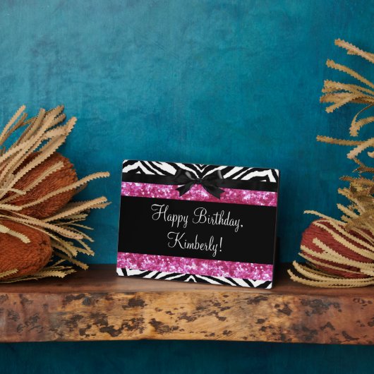 Plaque Photo Fille Zebra Rose Hot Sparkle (Côté)