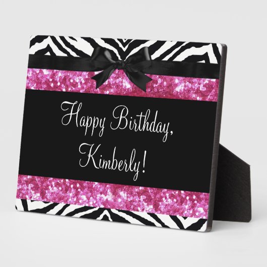 Plaque Photo Fille Zebra Rose Hot Sparkle (Côté)